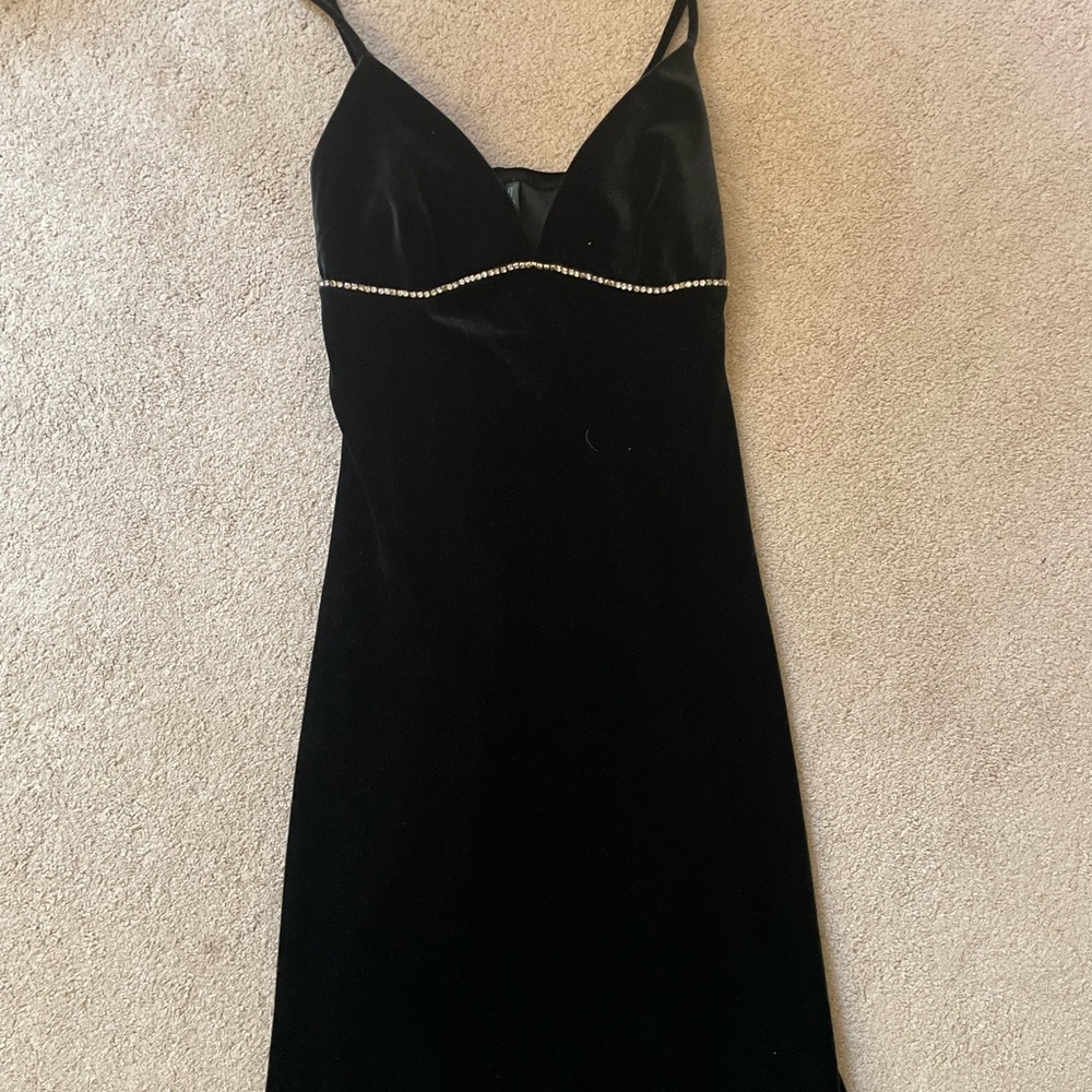 Target Black Velvet Dress with Rhinestone Trim